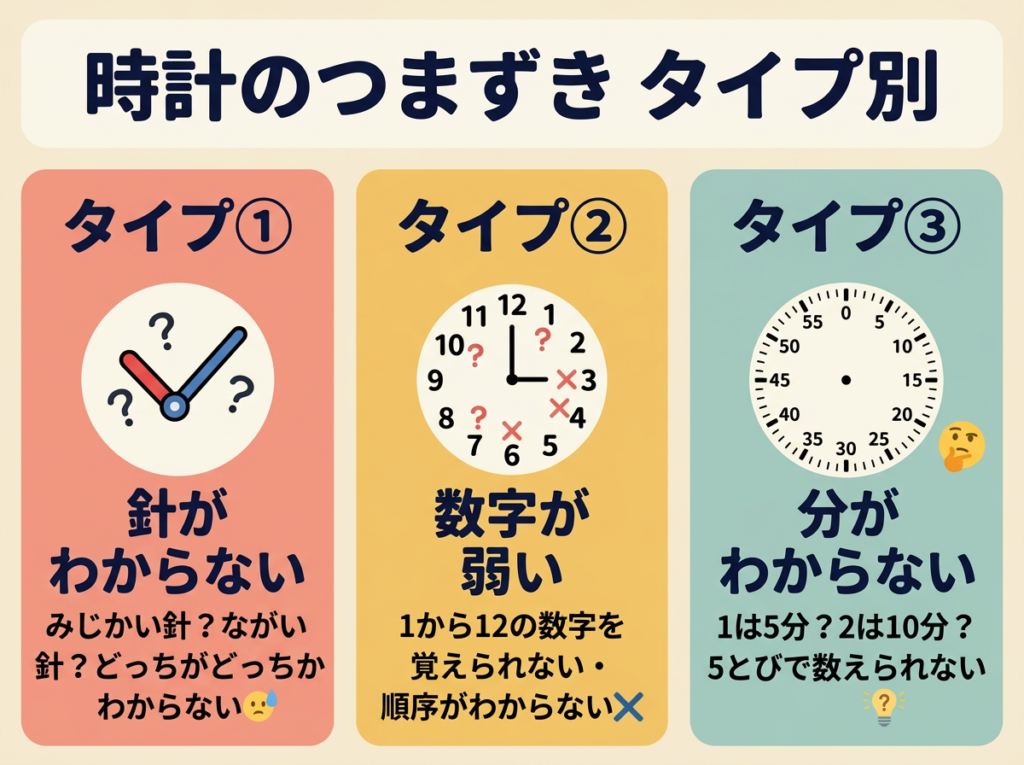 時計 読めない 子ども タイプ別 つまずき